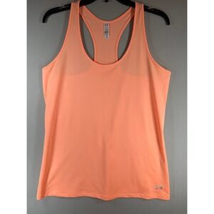 Under Armour HeatGear Womens Large Peach Coral Racerback Mesh Running Tank Top